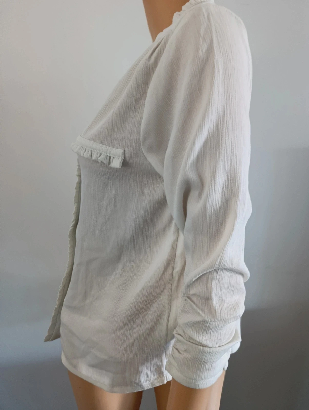 White Kaporal blouse XS – 3/4 smocked sleeves – fluid and elegant – photo 5